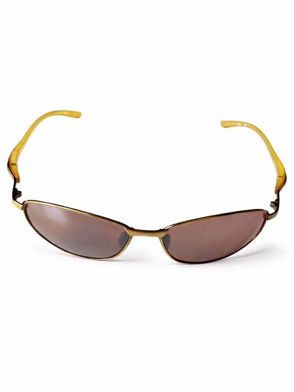 Ocean Pacific Y2K Wrap OP Sunglasses Oval Shooter Style Metal Frame Yellow Arms